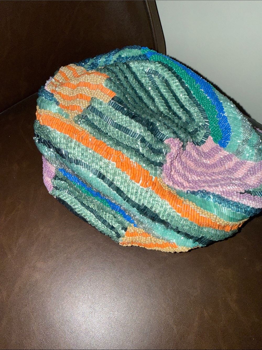 Beaded Multicolor Hobo Bag - Green/Pink Accent - flash birthday sale! - Picture 4 of 6